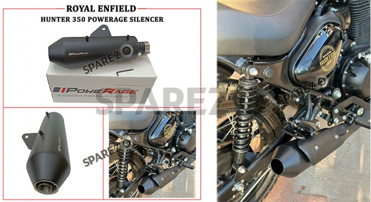 Royal Enfield Hunter 350 Powerage SS Exhaust Silencer Matt Black - SPAREZO